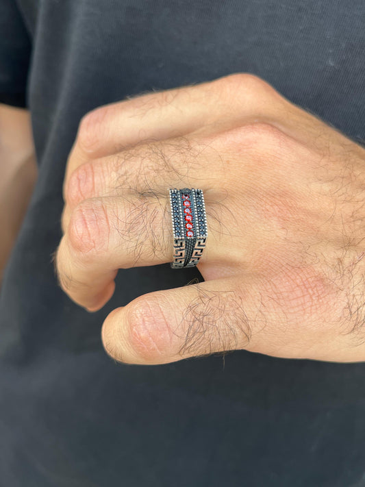 Dark Chevron Ring -for Men's Sterling Silver 925s