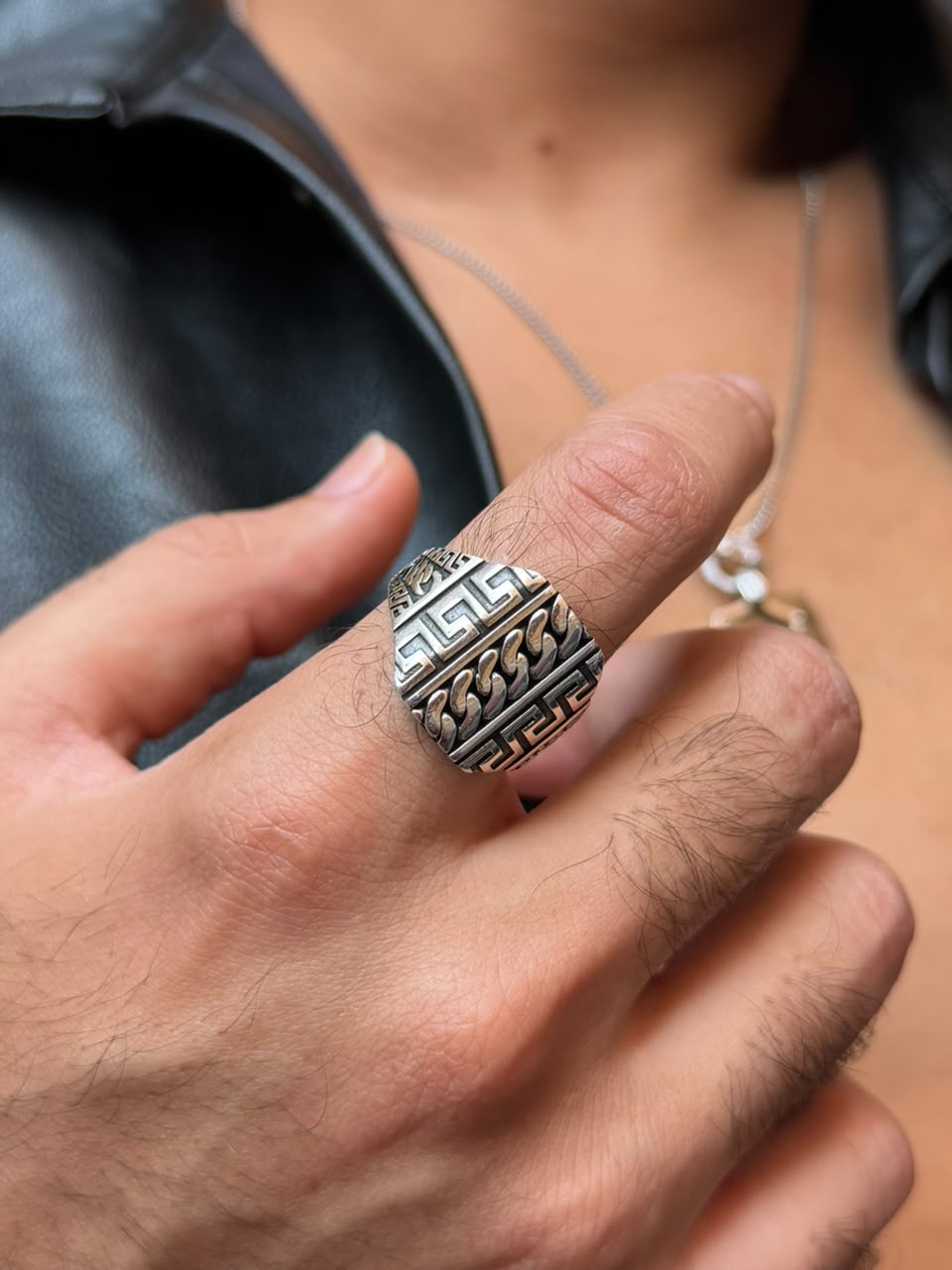 Z Grommet Maze Ring in Sterling Silver 925s