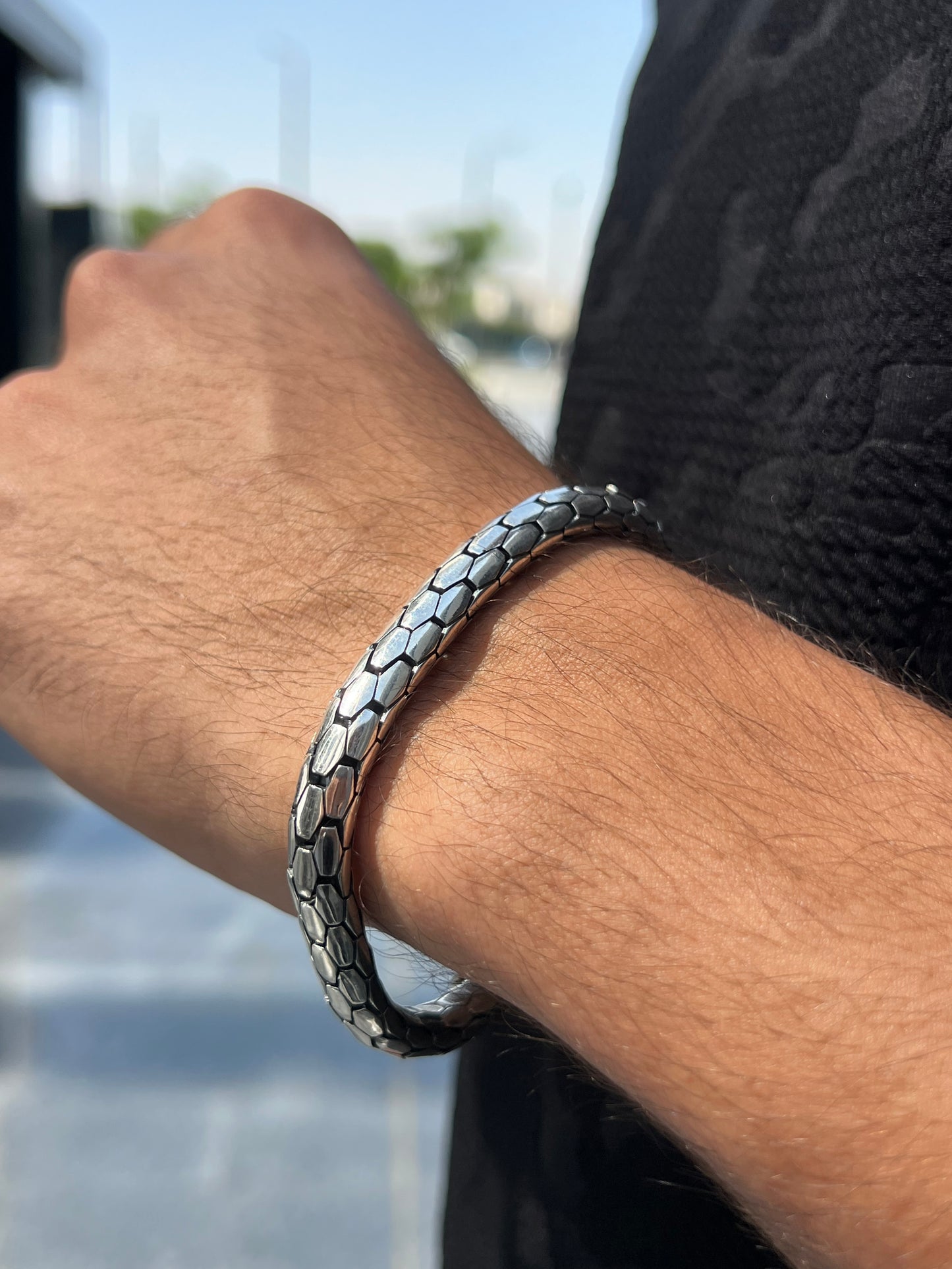 Snake Skin Bracelet for Men's Sterling Silver 925s