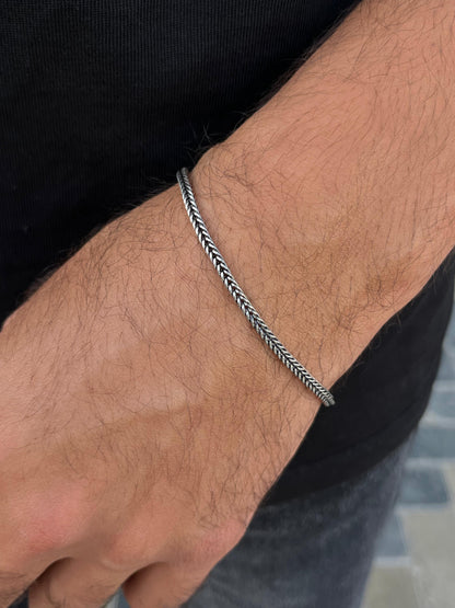 Oxidized Costie Bracelet for Men's Sterling Silver 925s-(4mm-21cm)
