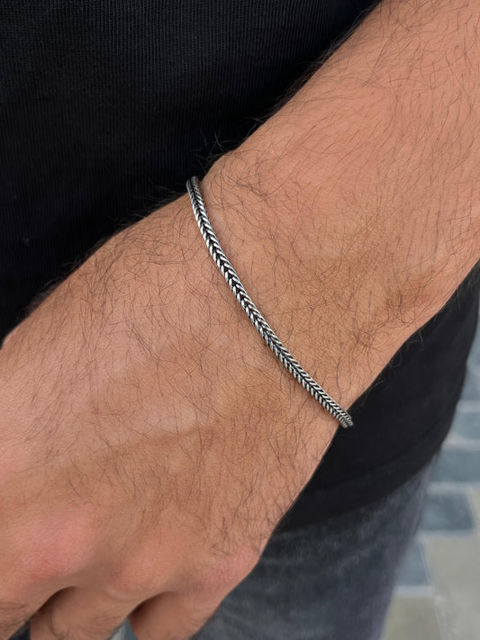 Oxidized Costie Bracelet for Men's Sterling Silver 925s-(4mm-21cm)