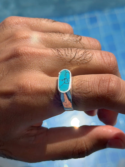 Turquoise Dome Signet Ring in Sterling Silver 925s
