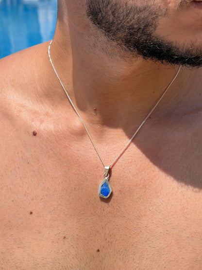 Lapis irregular Necklace in Sterling Silver 925s