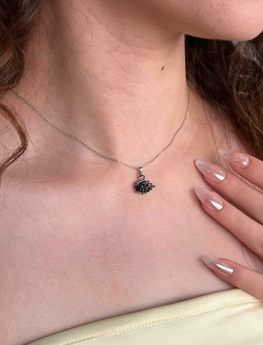Simple Black Necklace in Italian Sterling silver s925