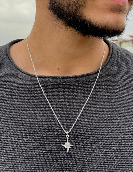 North Star Necklace for Men's Sterling Silver 925s