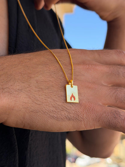Flame Bar Necklace Sterling Silver 925s-Fine Gold Plated
