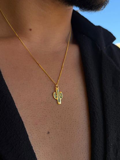 Cactus Necklace Sterling Silver 925s-Fine Gold Plated
