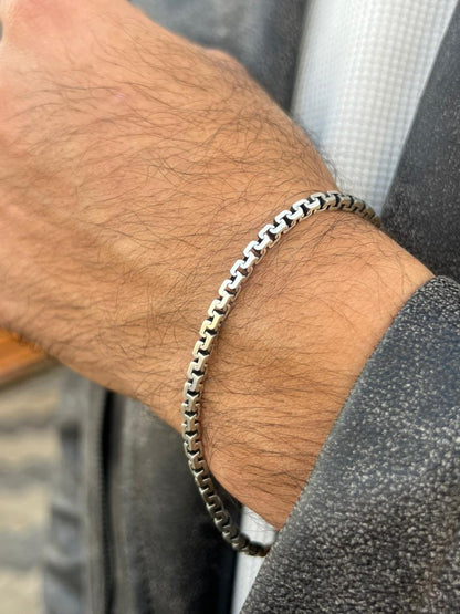 Cubic Linked Bracelet Sterling Silver 925s(21cm-5mm)