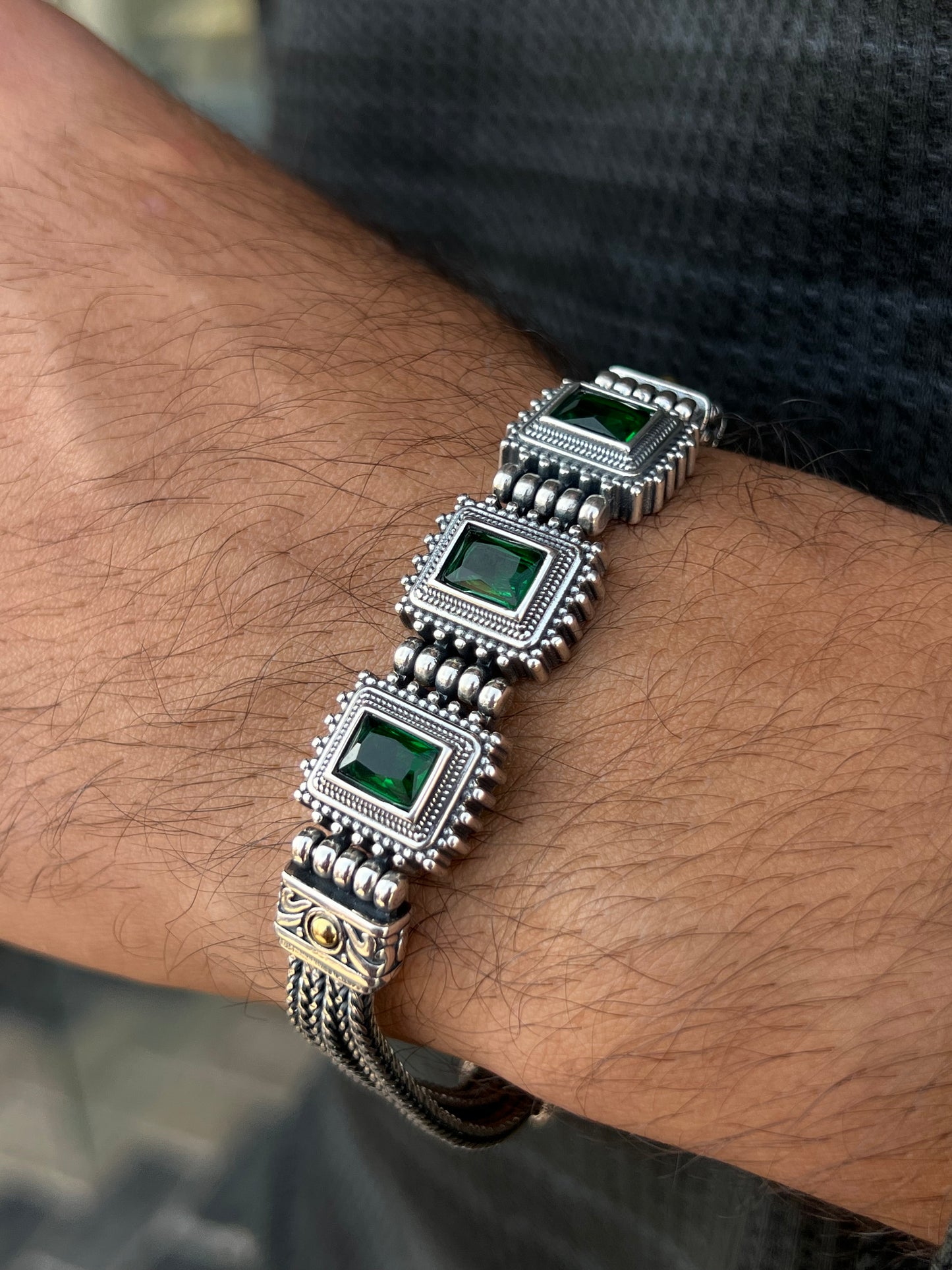 Phantom Trio Bracelet for Men's Sterling Silver 925s-(21cm-8mm)