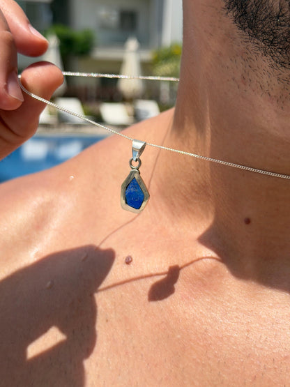 Lapis irregular Necklace in Sterling Silver 925s