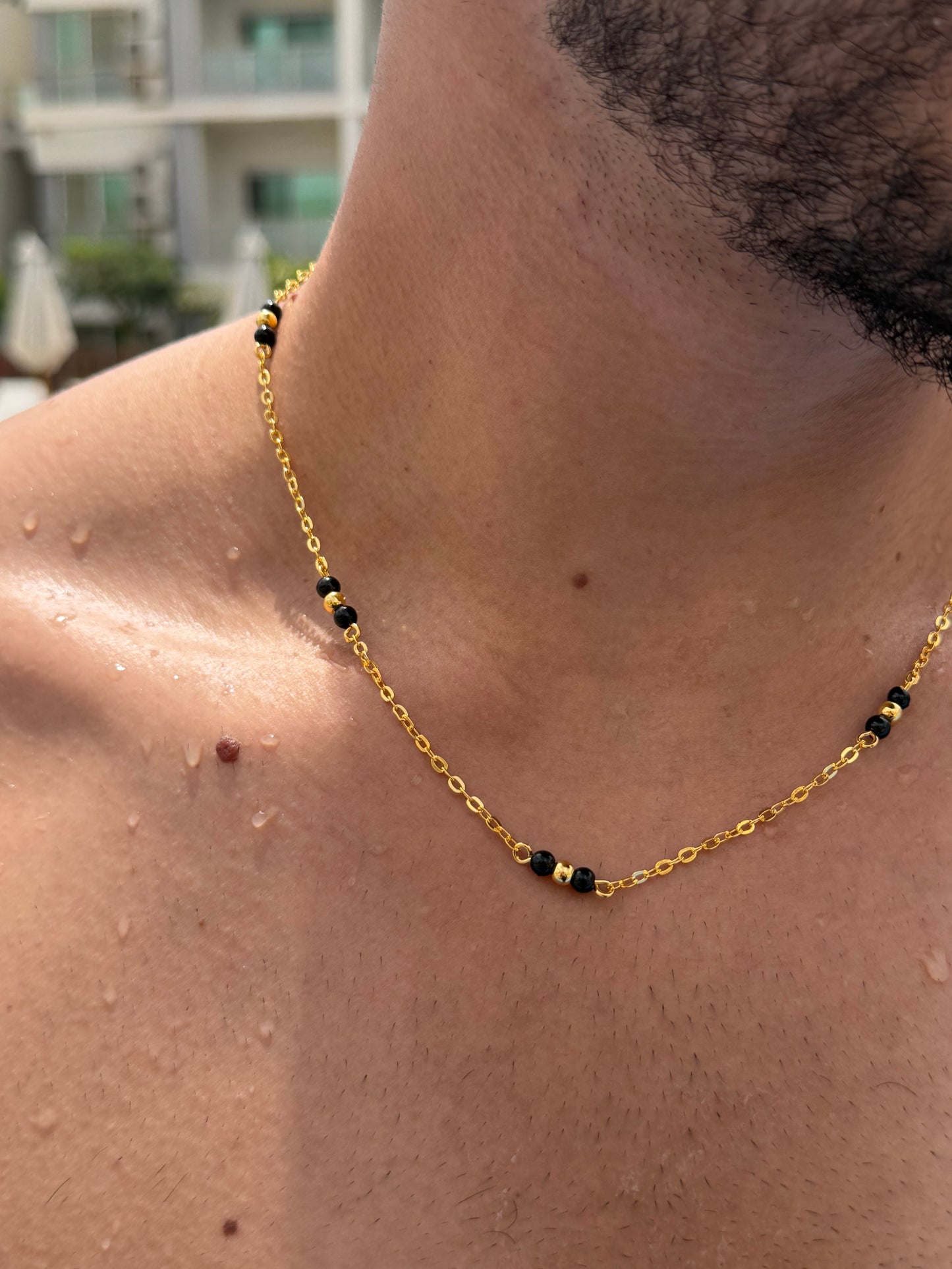 BLACK ZONE Chain in Sterling Silver 925s-Fine Gold Plated