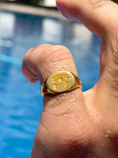 Ain Horus Ring in Sterling Silver 925s-Fine Gold Plated