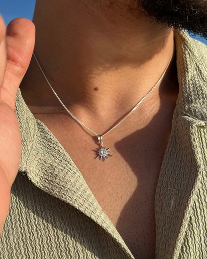 Sun Necklace for Men's Sterling Silver 925s
