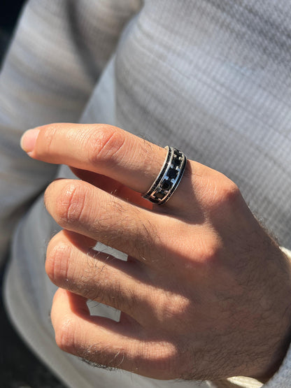 Half stone band -for Men's Sterling Silver 925s