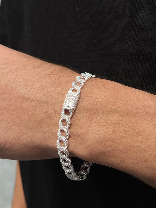 Medium Iced Gangster Chain Bracelet S925 Sterling Silver for men