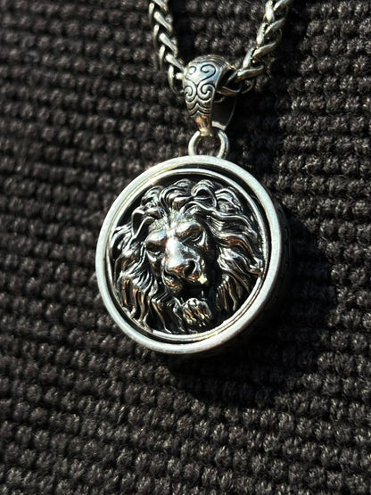 Limited Edition⭕️ Heavy Double Face Rotating Lion Pendant – S925 Silver-3.5cm