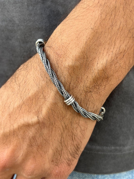 Oxidized twisted chains Bracelet in Sterling Silver 925s (20cm-6mm)