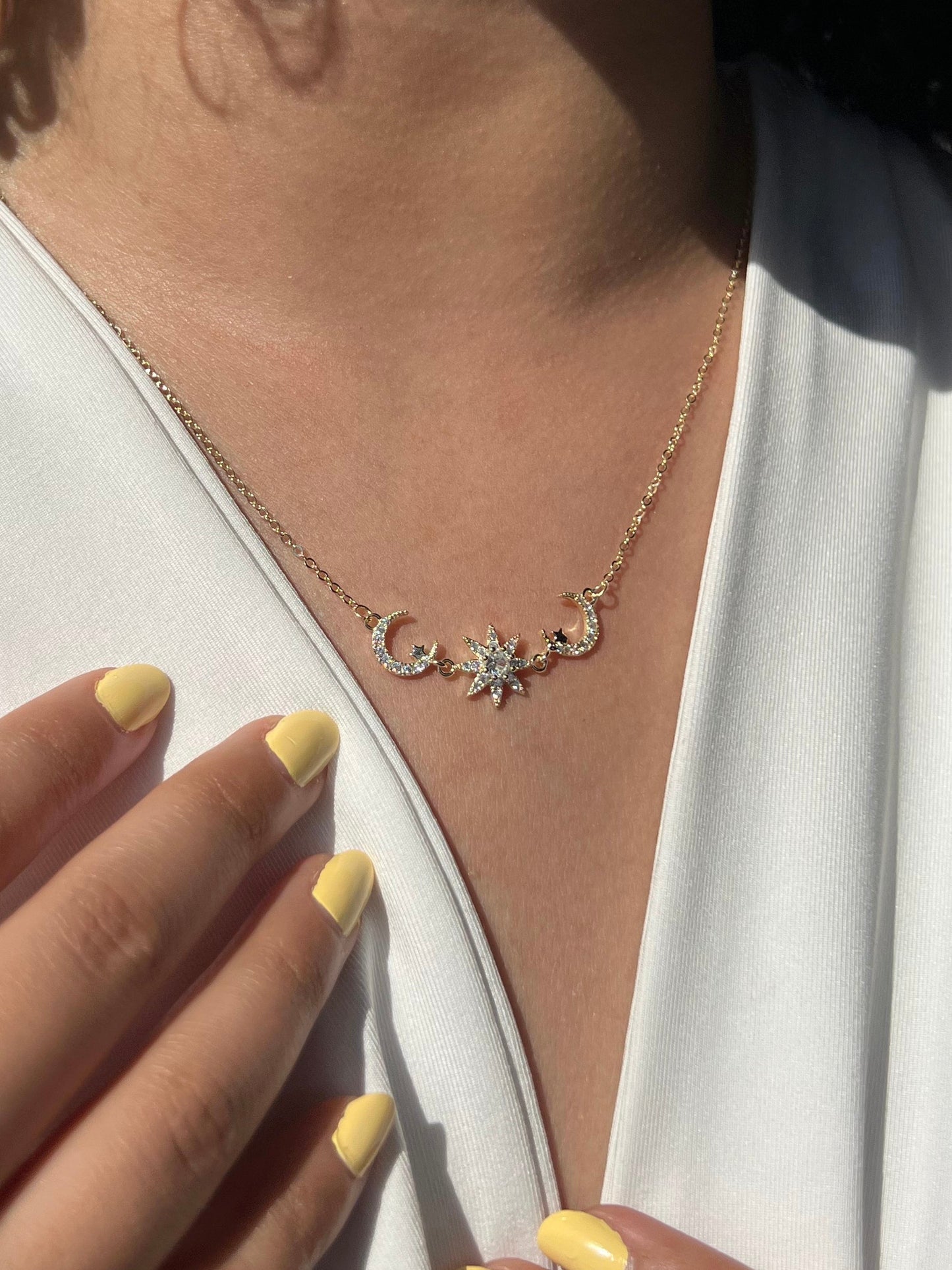 Gold Plated Orbit Glow Necklace in Sterling Silver 925s