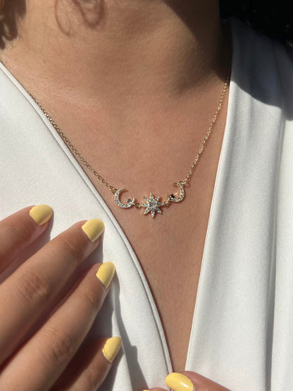 Gold Plated Orbit Glow Necklace in Sterling Silver 925s