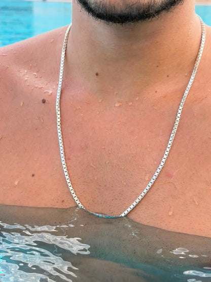 Italian BOX Necklace Sterling Silver 925s (64cm-3mm)