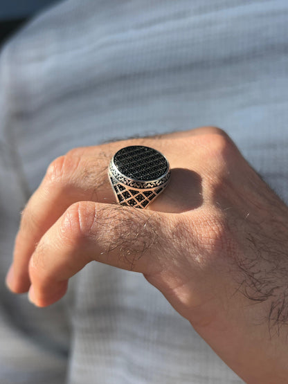 Detailed Black Zirconia Ring -Sterling Silver 925s