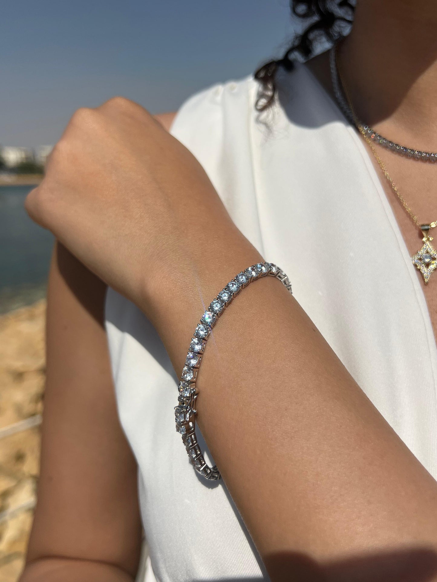 4.5mm Massive Tennis Bracelet -in Sterling Silver 925-(19cm)