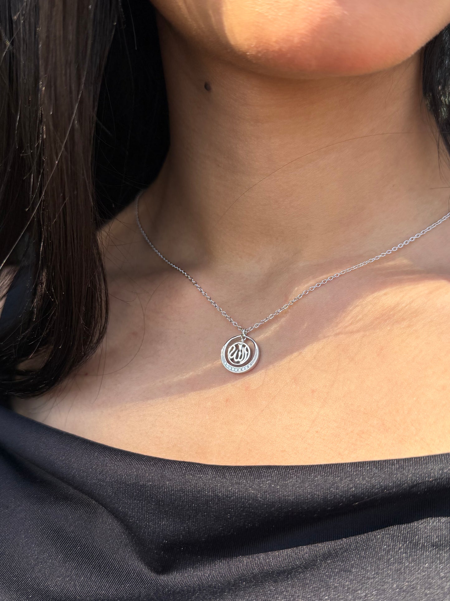 Zirconia Allah -الله Necklace in Sterling Silver 925s