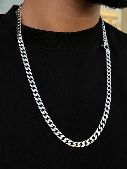 Sleek Heavy Grommet Necklace For Men Sterling Silver 925s-7mm,63cm