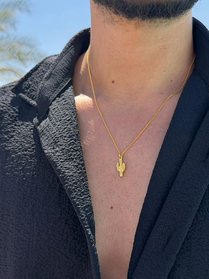 Cactus Necklace Sterling Silver 925s-Fine Gold Plated