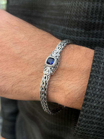BLUE GRAVITY Bracelet in Sterling Silver 925s-(22cm-7mm)