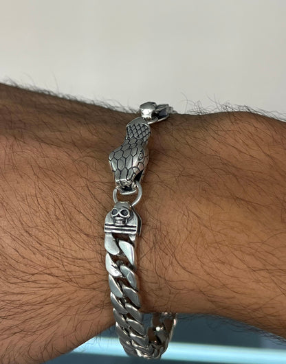 Snake Lock -Grommet Bracelet for Men's Sterling Silver 925s-20cm
