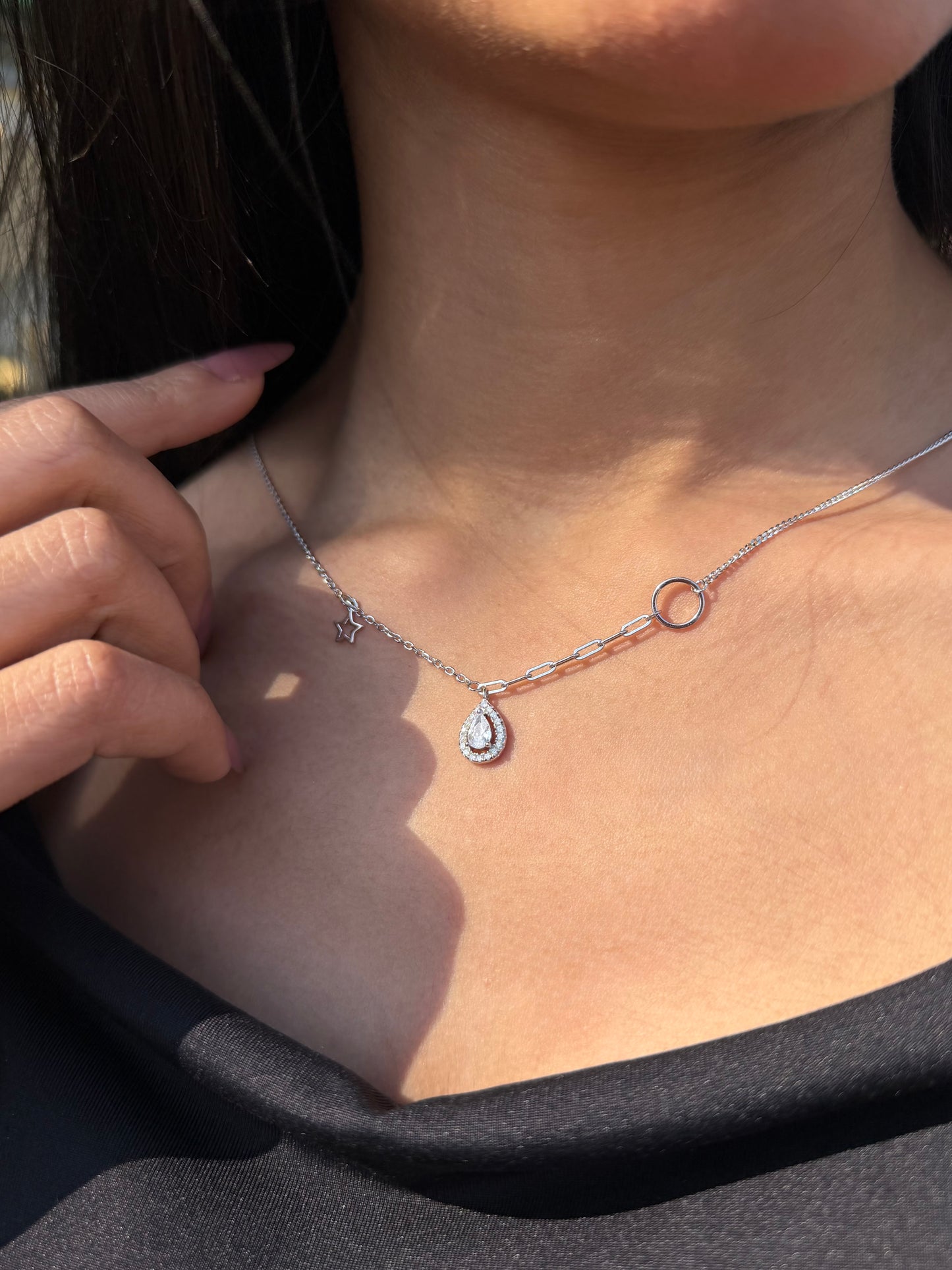 Pear-shaped pendant Chain in Sterling Silver 925s