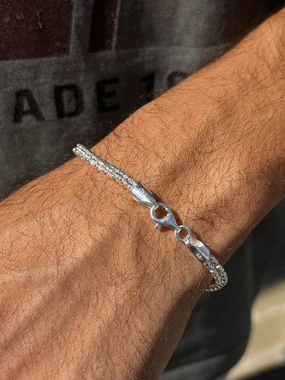 Frost Line Sterling Silver Bracelet S925-(20cm-4mm)