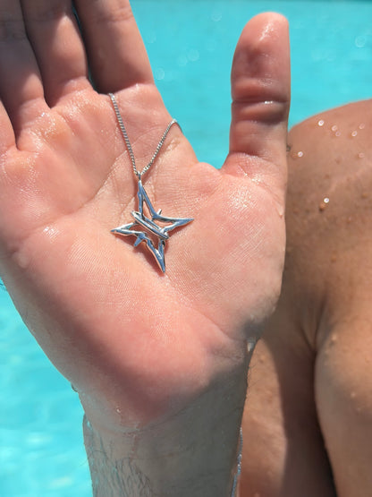Big Stellar star Necklace in Sterling Silver 925s