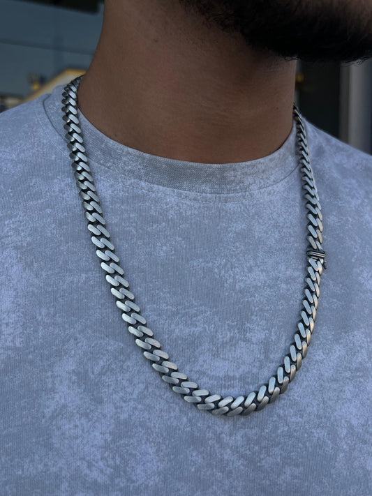 Thick Z Grommet Necklace for Men's Sterling Silver 925s-60cm-9mm