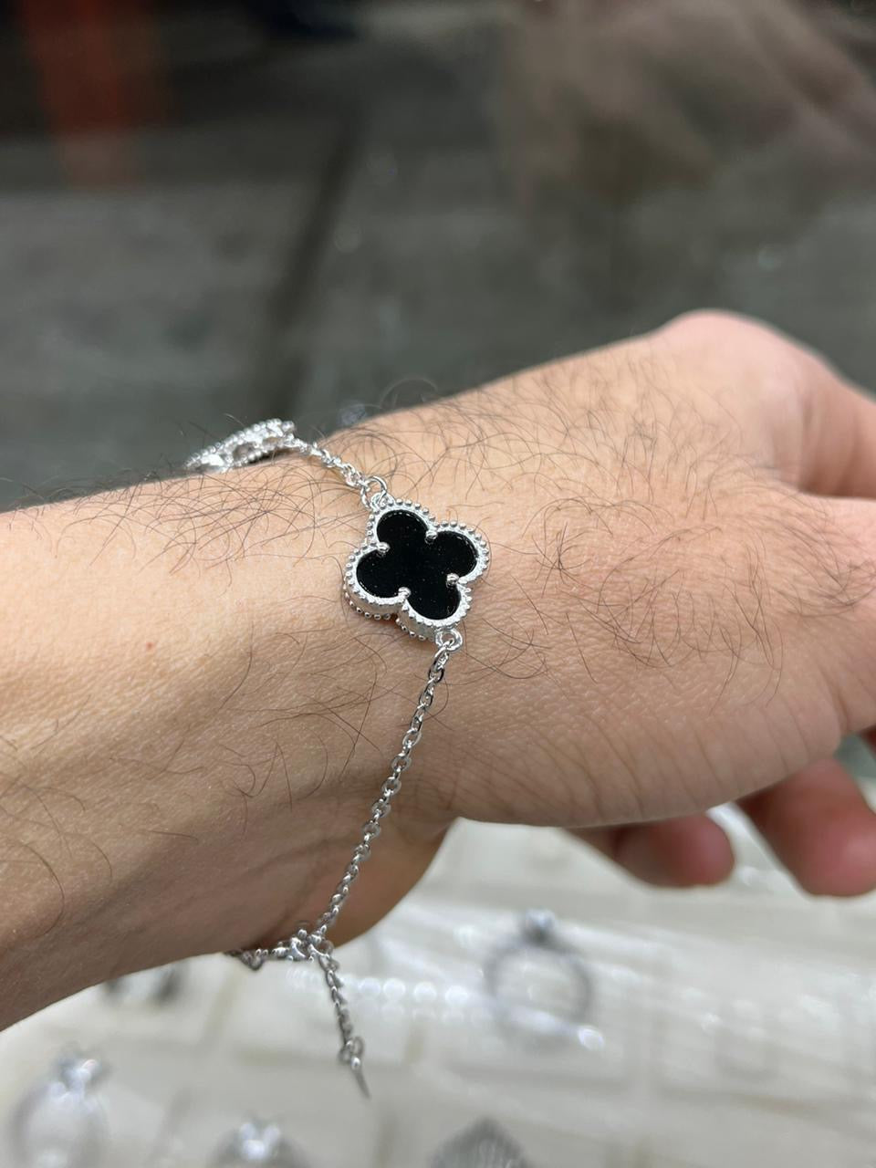 Men’s 3 Van Cleef & Arpels Black Onyx Bracelet in Italian Silver S925