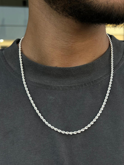 Sleek Rope Necklace For Men Sterling Silver - 925