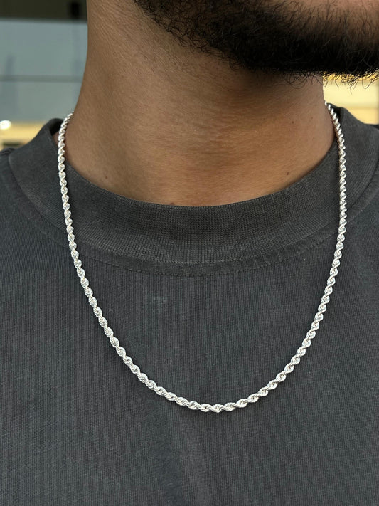 Sleek Rope Necklace For Men Sterling Silver - 925