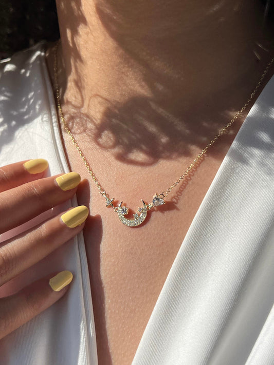 Gold plated Celestial Necklace in Sterling Silver 925s