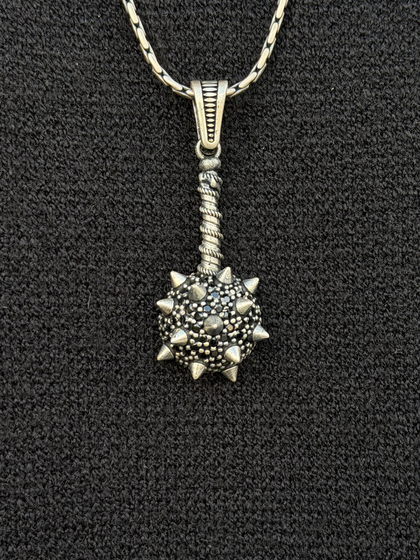 Warrior Mace Pendant – S925 Silver-4cm