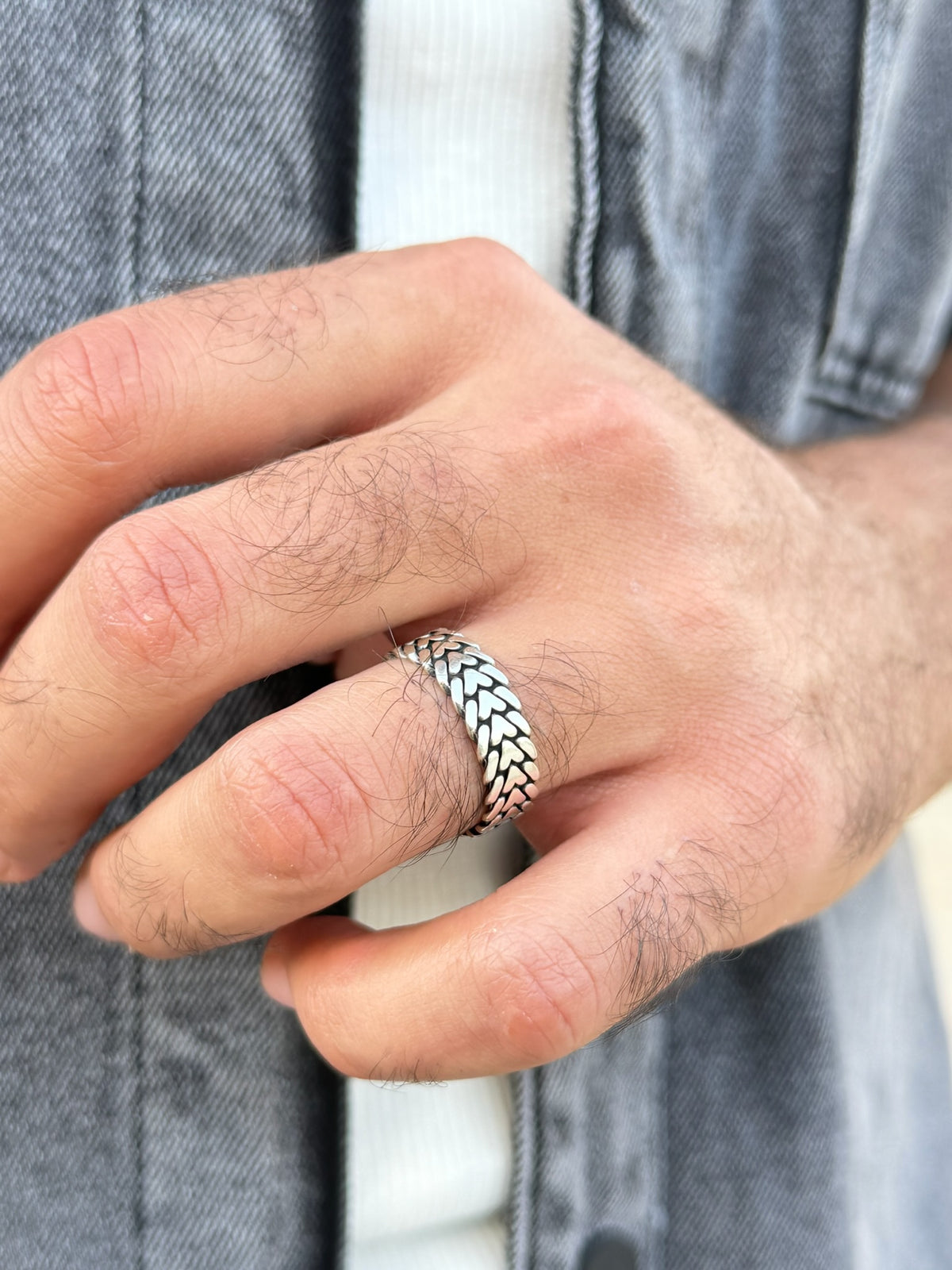 Dragon bone Engagement Ring in Sterling Silver 925s -6.5mm-