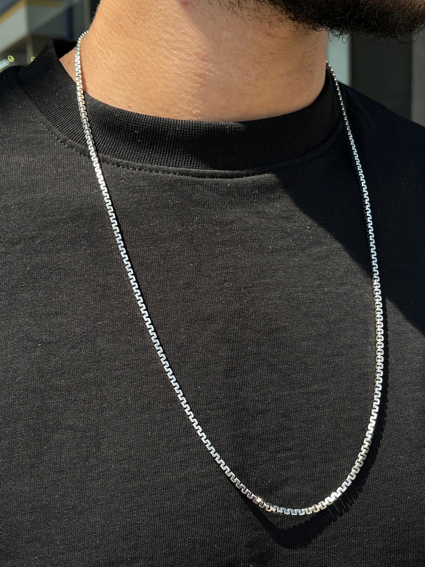 Cubic Zigzag Necklace For Men Sterling Silver 925-65cm