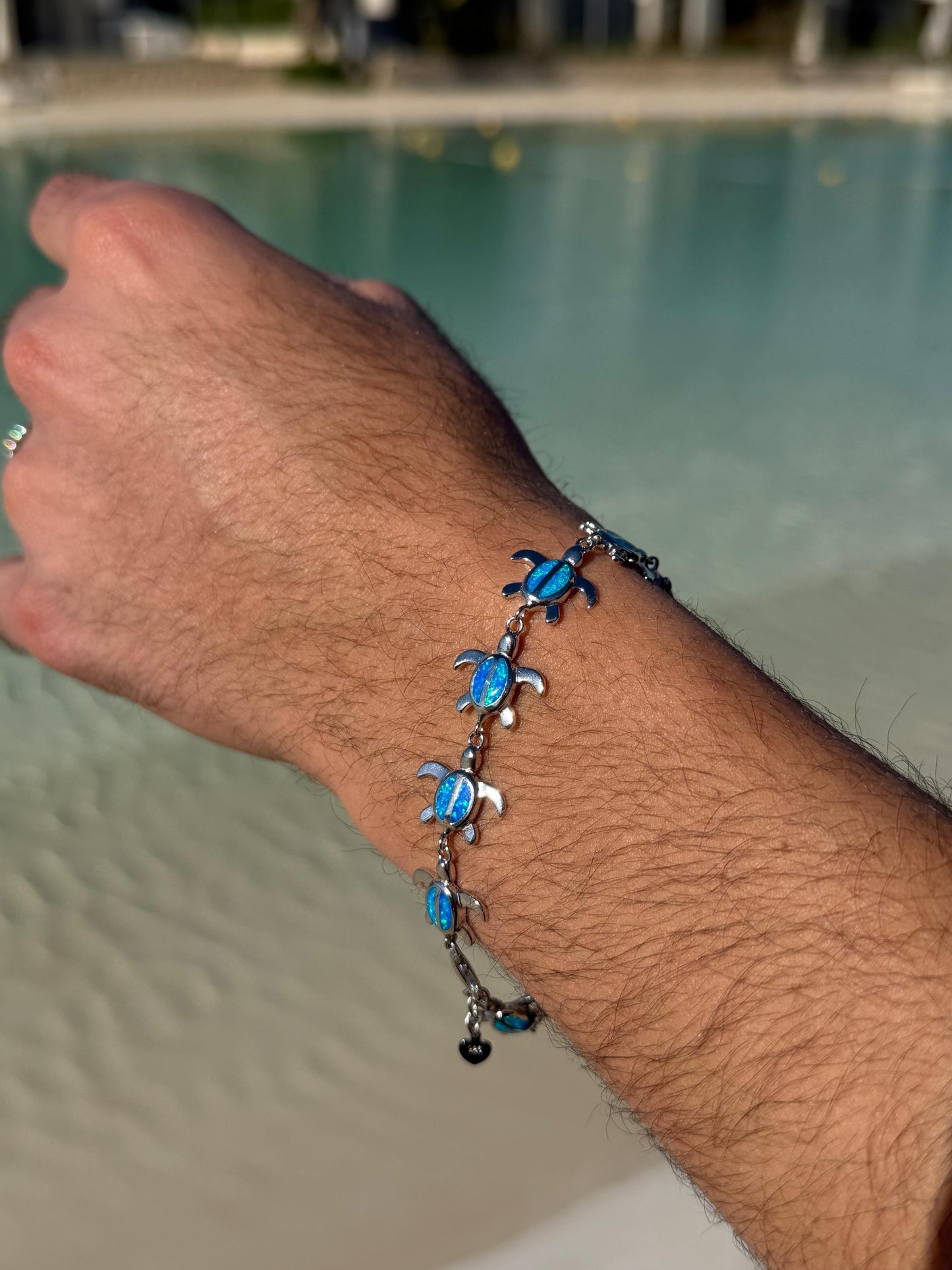 Opal Sea Turtle Bracelet in Sterling Silver S925 -21Cm