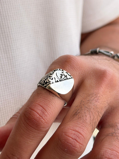Dual Signet Ring for Men's Sterling Silver 925s