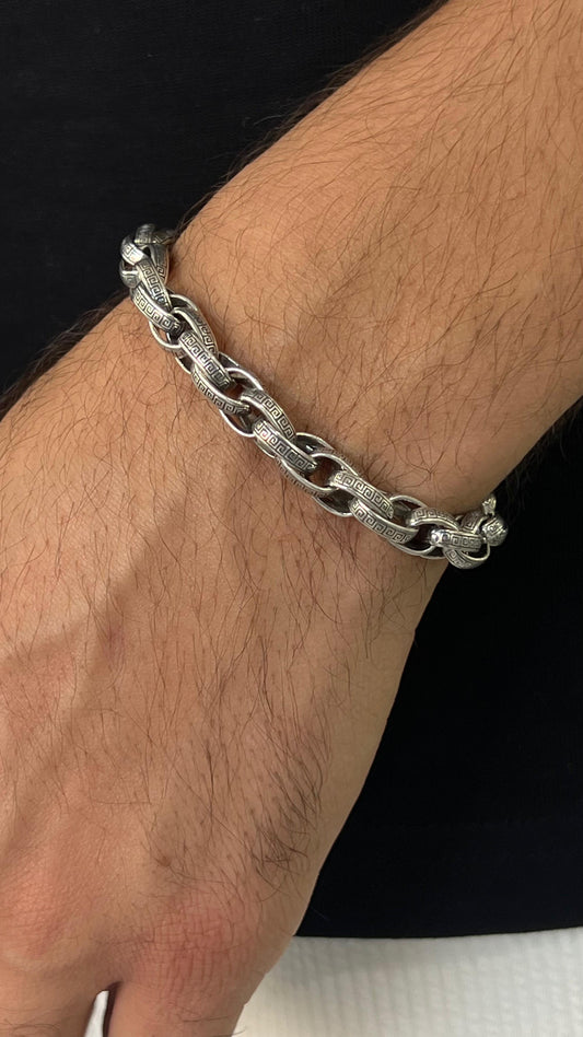 Versace Pattern Link Bracelet for Men's Sterling Silver 925s