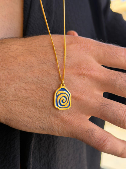 Blue Spiral Cord Necklace Sterling Silver 925s-Fine Gold Plated
