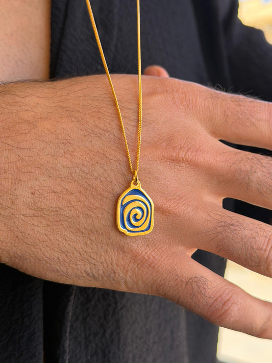 Blue Spiral Cord Necklace Sterling Silver 925s-Fine Gold Plated