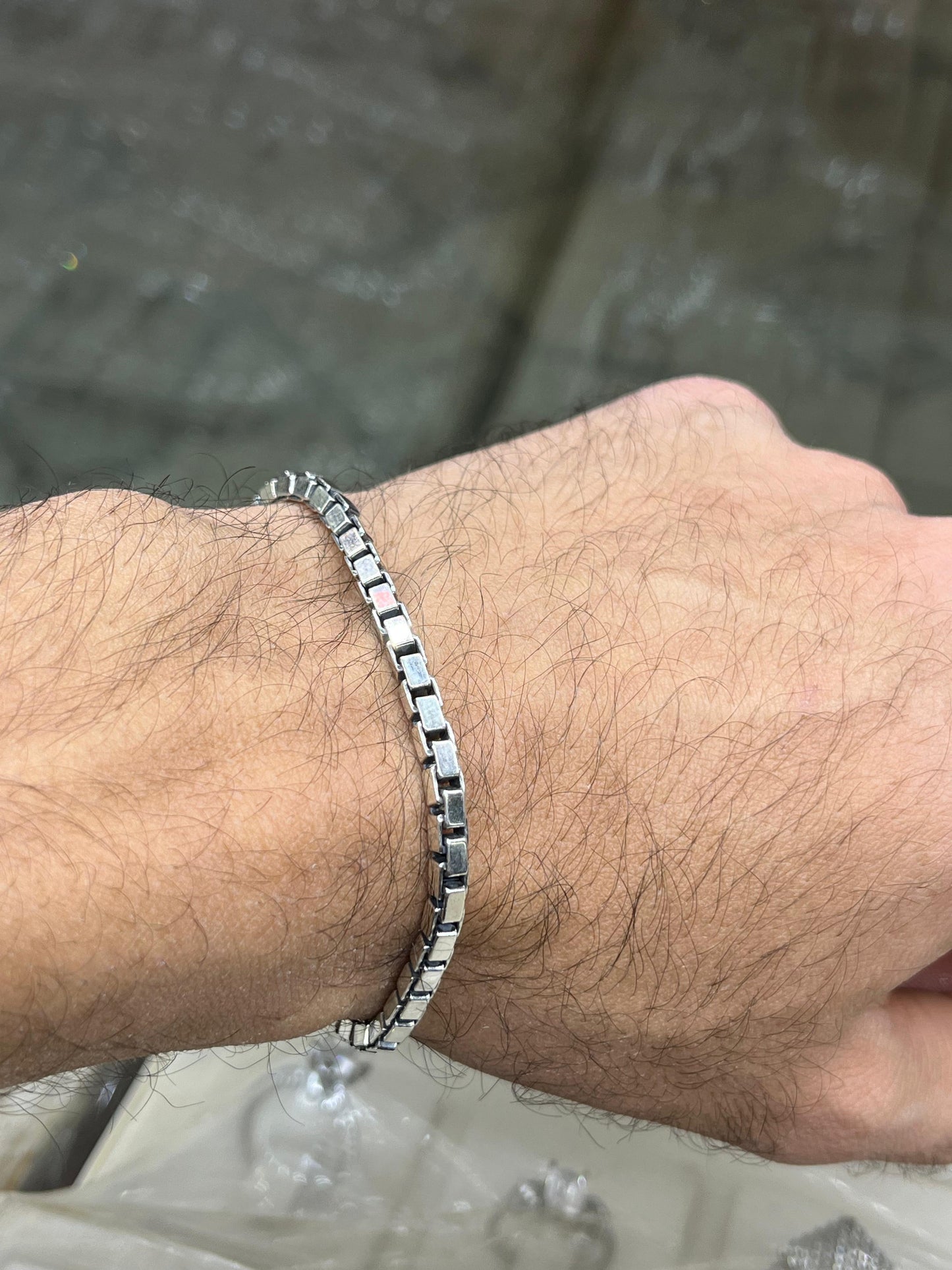 Massive Box Chain Bracelet S925 Sterling Silver for men