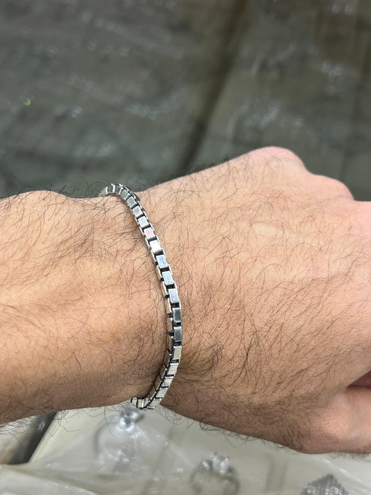 Massive Box Chain Bracelet S925 Sterling Silver for men