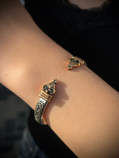Handcrafted Arabic Cuff Bangle — Sterling Silver